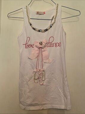 ! VDP Club Gym Couture Tank Top Size XS Made In Italy Beaded